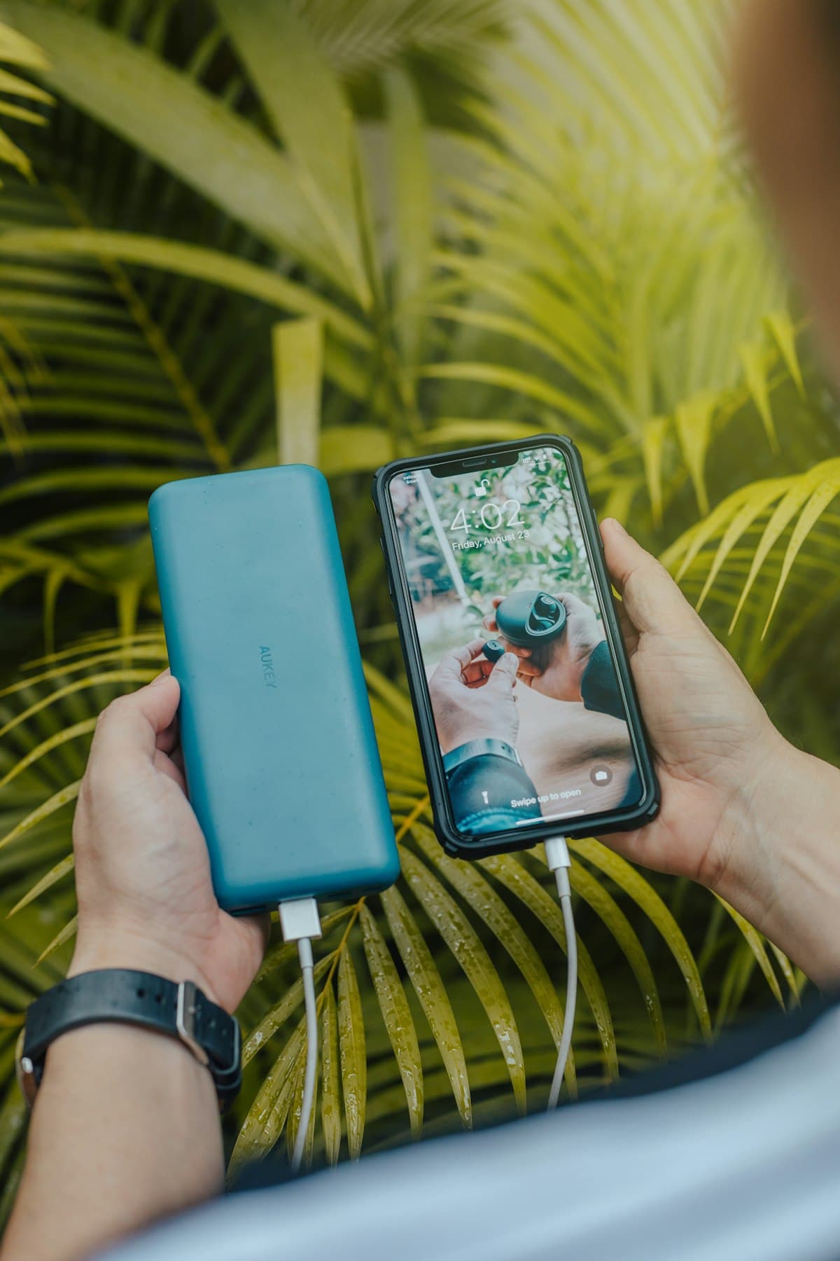 Power bank charging a phone