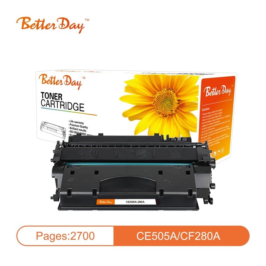 Better Day CE505A / CF280A black toner cartridge in front of its box
