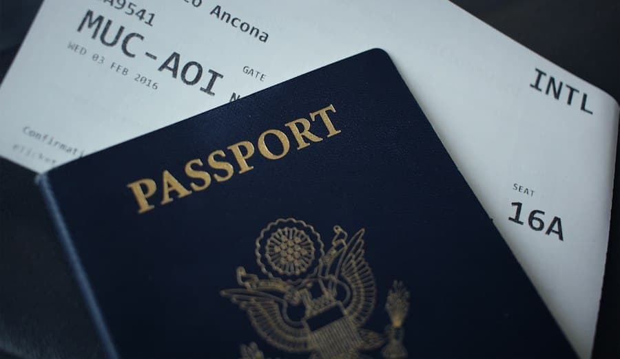 Passport on a boarding pass